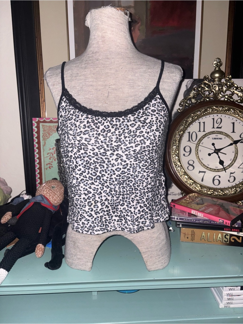 Brandy Melville Leopard Print Lace-Trim Cami Tank Top
